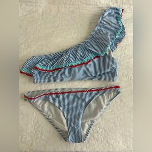 J. Crew Striped One-Shoulder Bikini Set